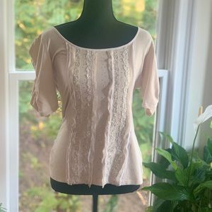 WHBM ruffle top sz S cream